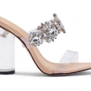 SCHUTZ Cream Tan Heels with Crystal Embellishments